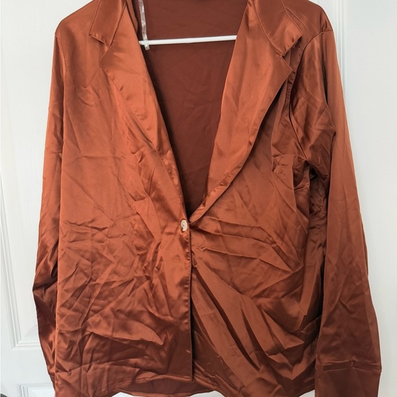 HYFVE Copper Satin Pajama Set Ensemble - Picture 1 of 6